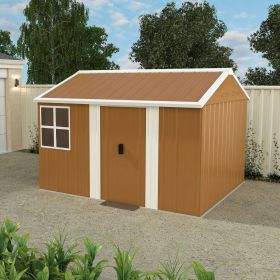 8X10 FT Heavy-Duty Metal Storage Shed with Windows, Lockable Door & Ventilation - Weatherproof Outdoor Garden Shed for Backyard, Lawn