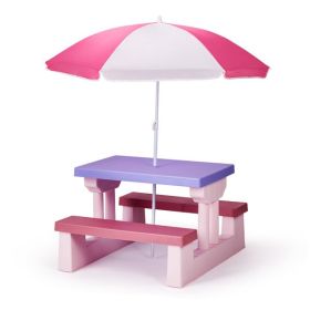 Kids Picnic Table with Removable Umbrella