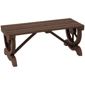 2-Person Wooden Garden Bench, Outdoor Wagon Wheel Porch Bench for Backyard Garden, Support 550 LBS, Rustic Country Style Patio Furniture, Brown
