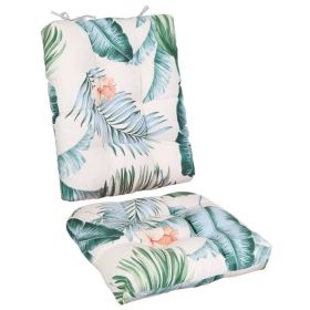2Pcs/Set 1Pc Back Cushion And 1Pc Seat Cushion Rocking Chair Cushion Upper And Lower Back And Seat Sets (Option: BeigeColorLeaf-UpgradedVersion)