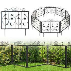 Decorative Garden Fence with 8 Panels Animal Barrier (Main Color: Black, Main Material: Sheet Metal)