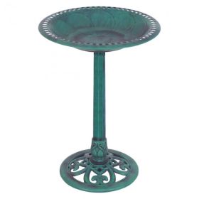 birdOutdoor Garden Freestanding Pedestal Bird Bath Feeder (Color: Green, Type: bird)