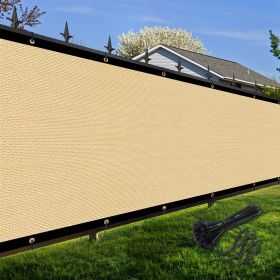 Artpuch Privacy Fence Screen Sand Customized Outdoor Mesh Panels for Backyard, Balcony,Patio,Construction Site with Zip Ties (Color: Sand, size: 5x51 ft)
