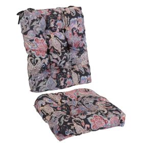 Waterproof Rocking Chair Cushion Upper And Lower Back And Seat Sets With Non-Slip Ties Oxford Cloth Surface Polyester Filling Comfortable For Ind (Option: BlackPinkLeafPro)
