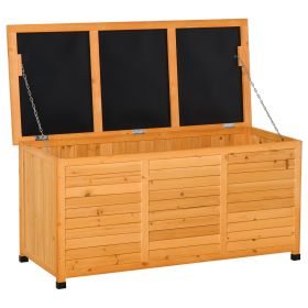 75 Gallon Wooden Deck Box, Outdoor Storage Container with Aerating Gap & Weather-Fighting Finish, Yellow (Option: Yellow-1335x620x140 mm)